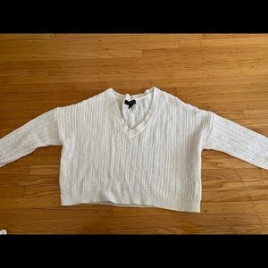 White Cropped Soft Sweater